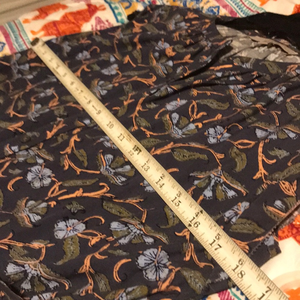 LOFT Navy Floral Print Cap-Sleeve Shirt Dress - Picture 3 of 8